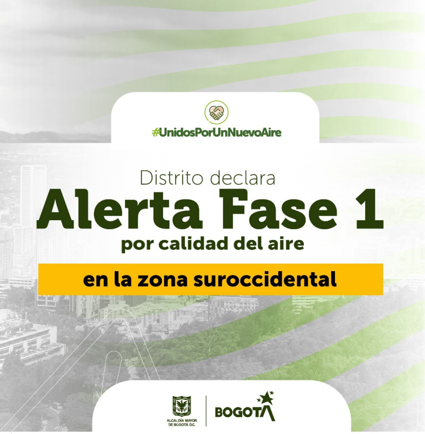 Secretaría de Salud emite recomendaciones por declaratoria de Alerta Fase 1 por contaminación atmosférica en el suroccidente de la ciudad​​