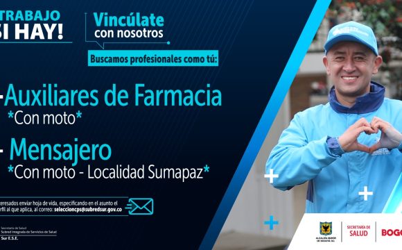 Vacante 4 - mayo 2024 - auxiliares farmacia y mensajero