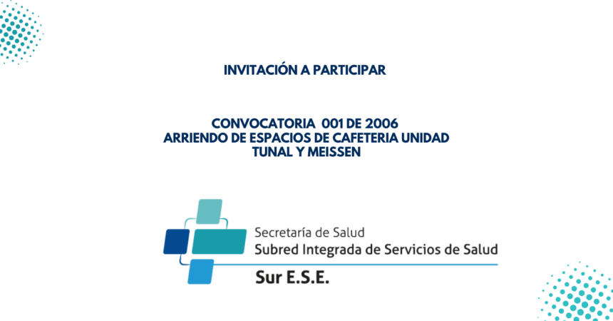 Invitación a participar en convocatoria 001 de 20226 – Arriendo de Espacios de cafetería Tunal y Meissen