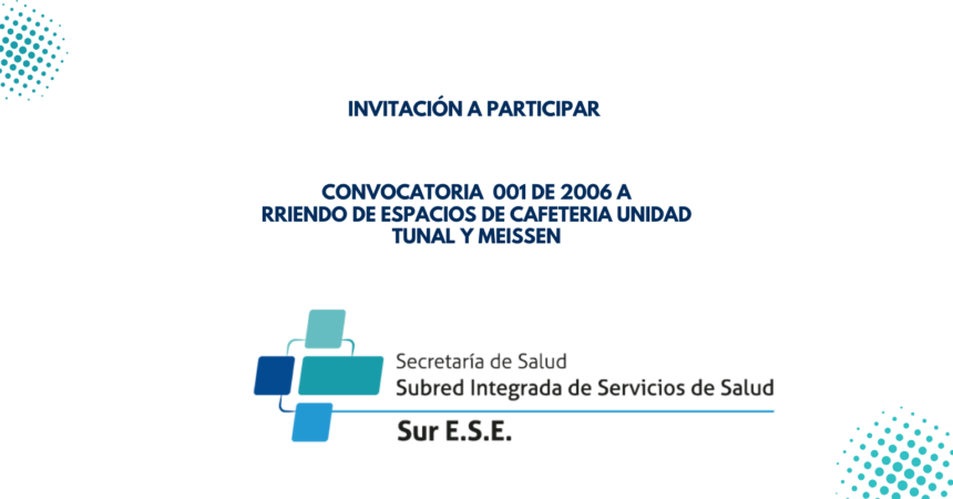 Invitación a participar en convocatoria 001 de 20226 – Arriendo de Espacios de cafetería Tunal y Meissen