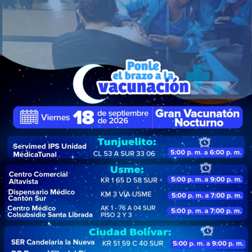 Vacunatón nocturno: viernes 18 septiembre
